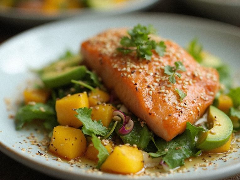 Asiatisk inspireret laksesalat med mango og avocado